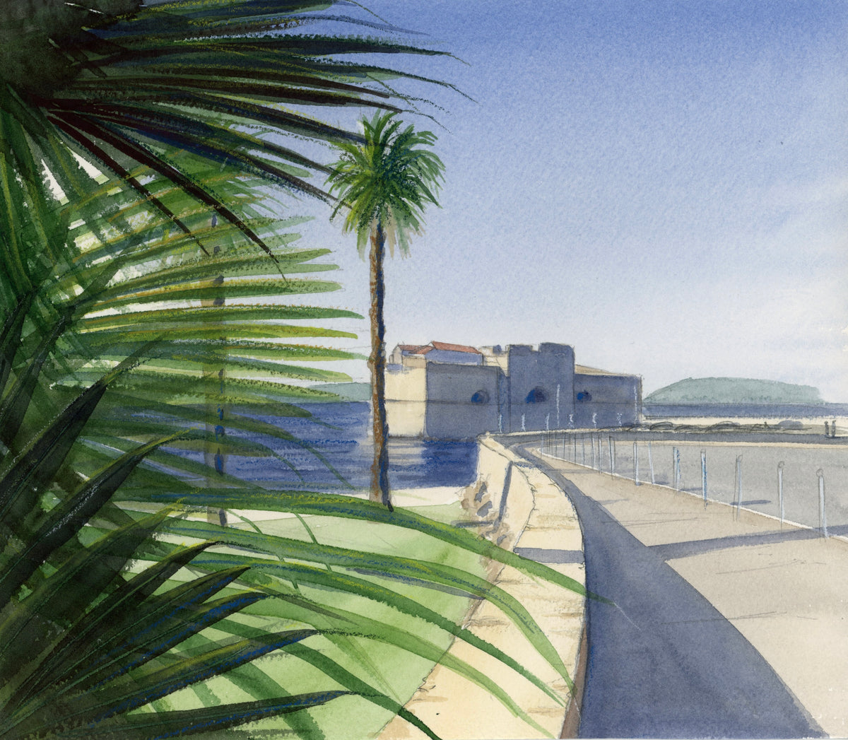 Aquarelle originale - Le fort Saint Louis / TOULON