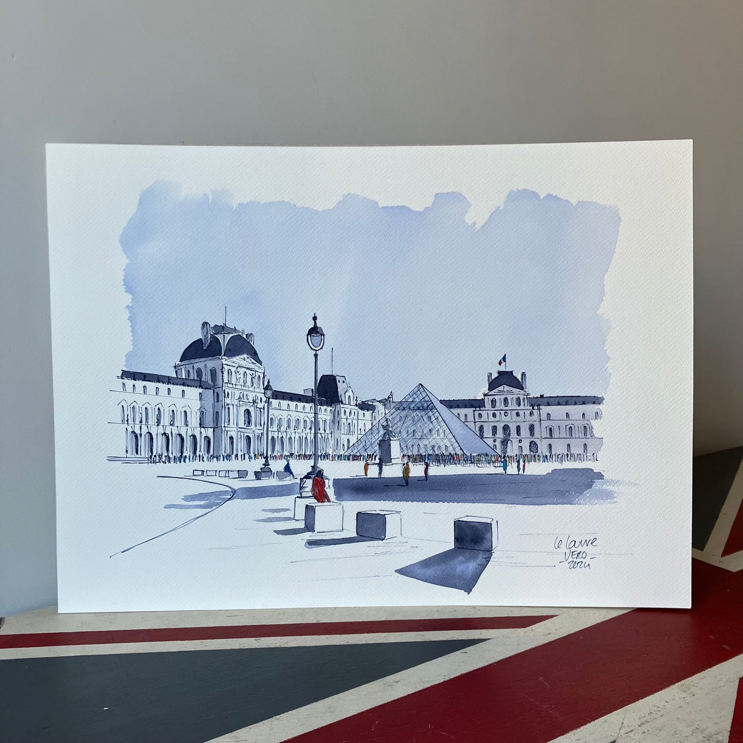 Aquarelle originale A3 / Le Louvre