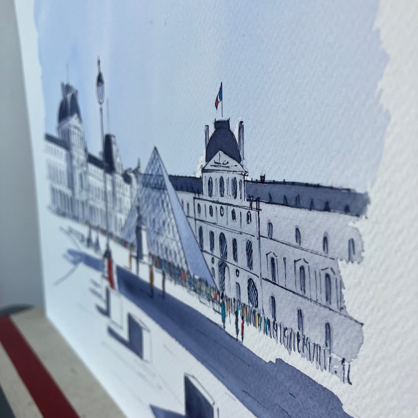 Aquarelle originale A3 / Le Louvre
