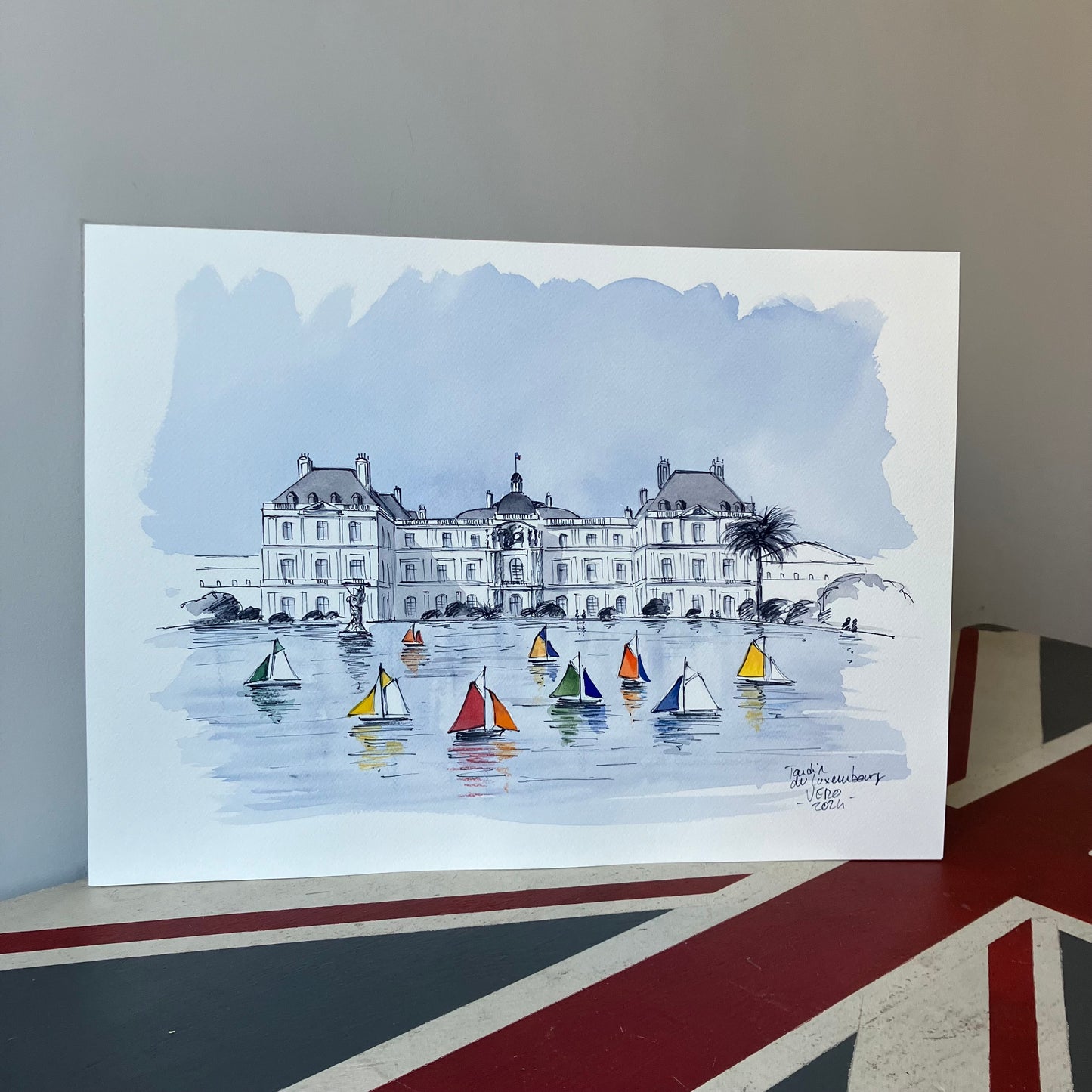 Aquarelle originale A3 / Jardin du Luxembourg