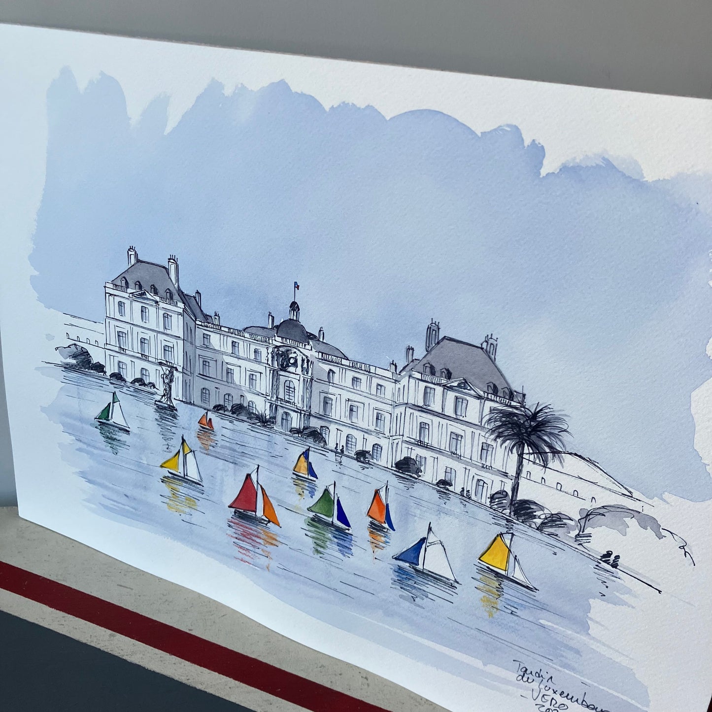 Aquarelle originale A3 / Jardin du Luxembourg