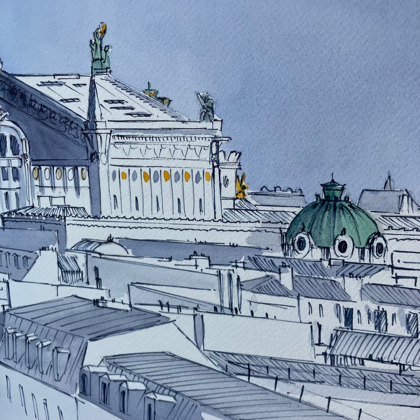Aquarelle originale A3 / L'opéra Garnier
