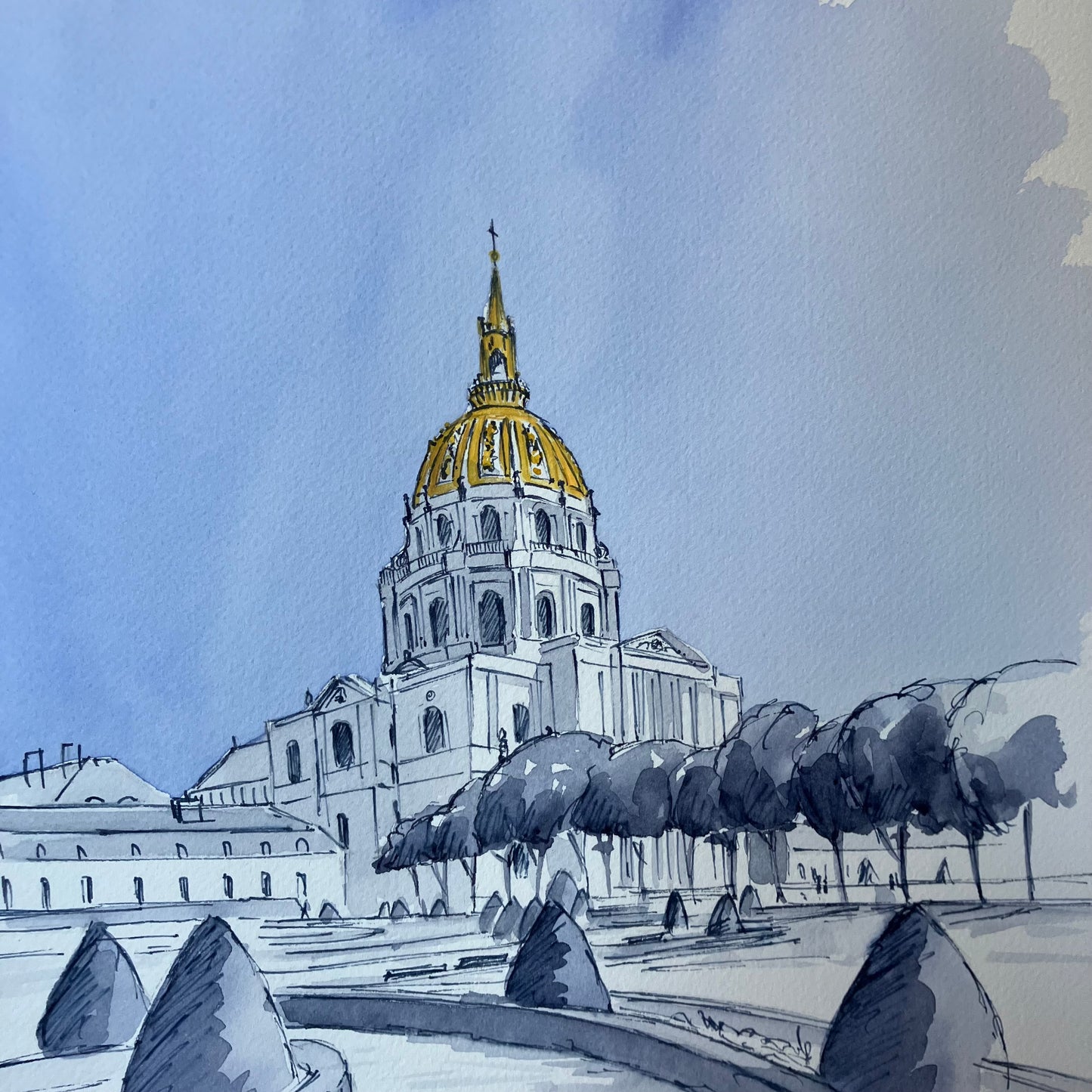 Aquarelle originale A3 / les Invalides