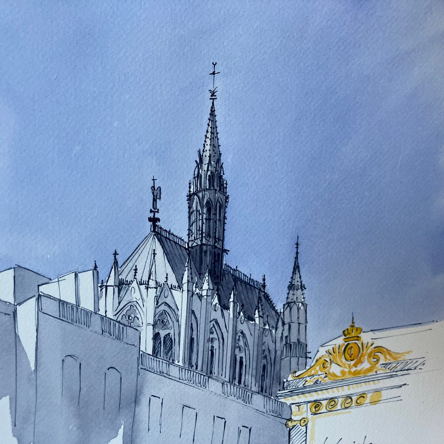 Aquarelle originale A3 / Sainte Chapelle