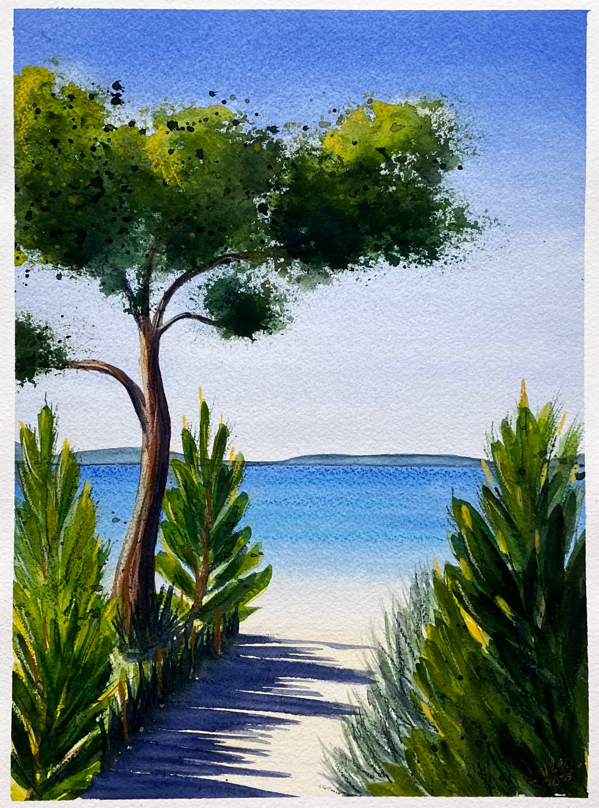 Aquarelle originale de Porquerolles