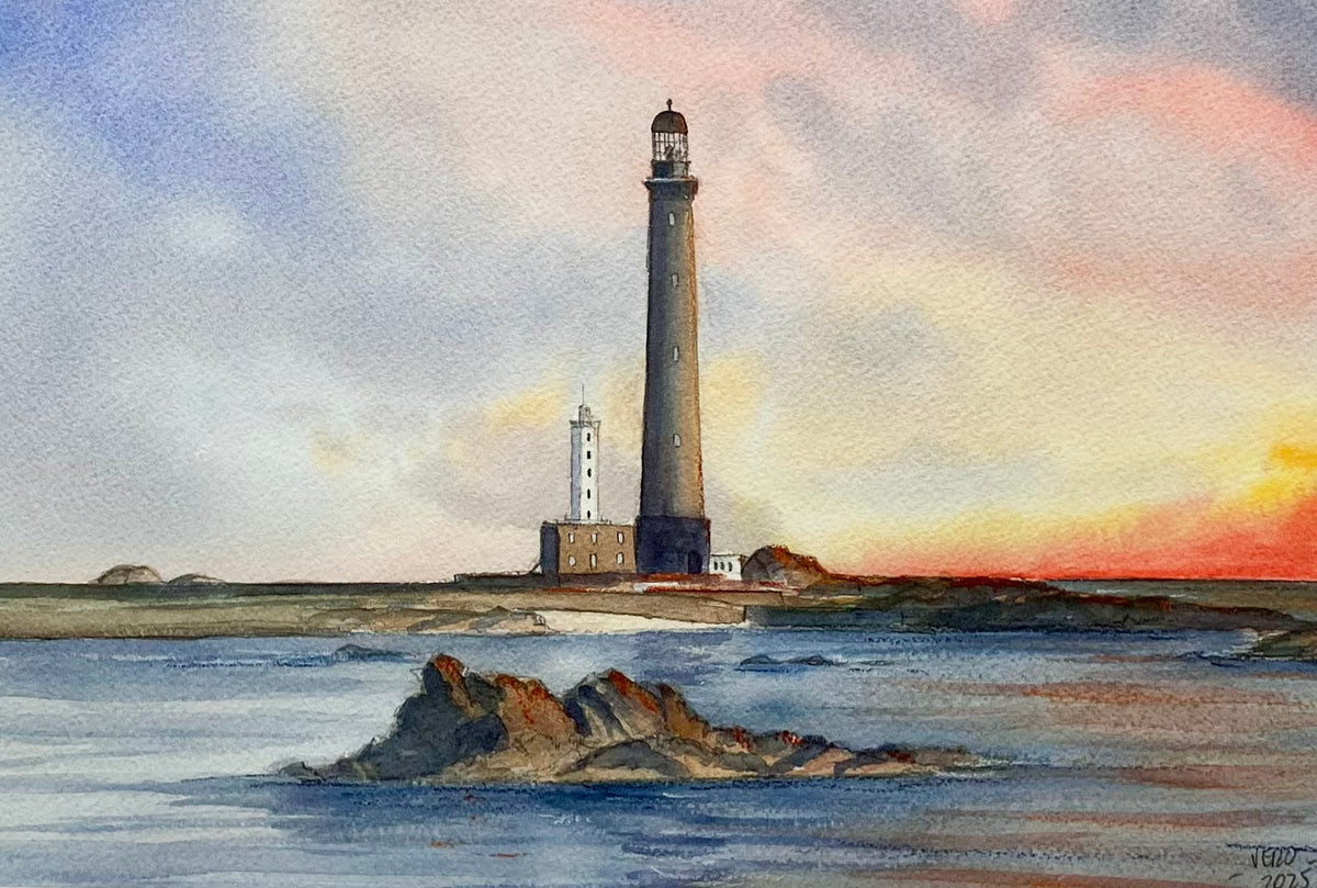 Aquarelle originale - les phares de l'île Vierge