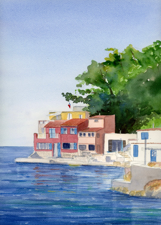 Aquarelle originale - Anse Méjean / TOULON
