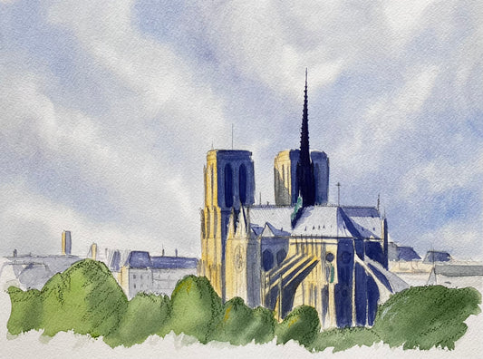 Aquarelle originale - Notre Dame de Paris