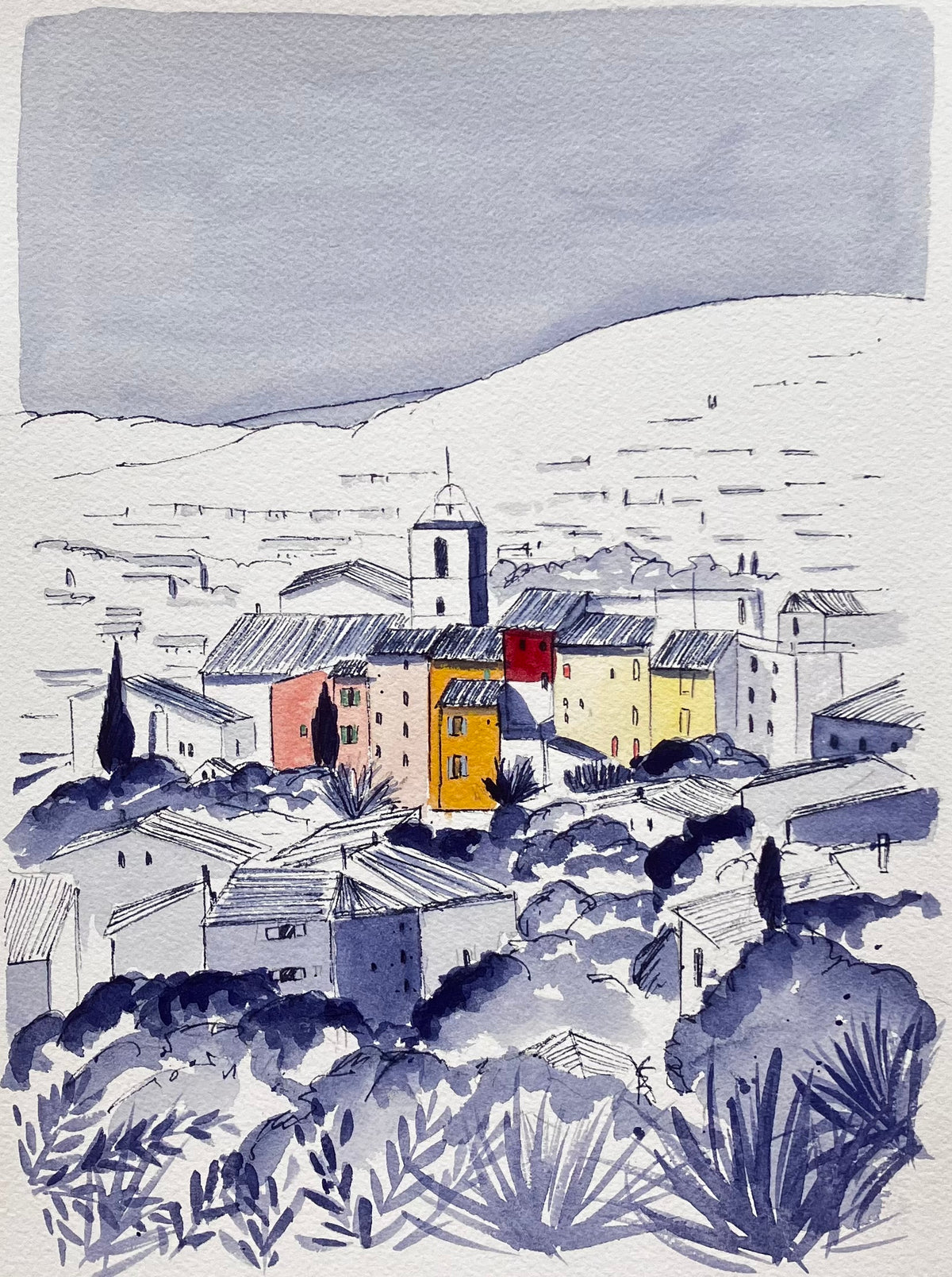 Aquarelle originale - Hyères les Palmiers