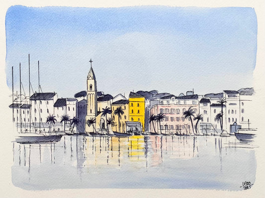 Aquarelle originale - Sanary-sur-Mer