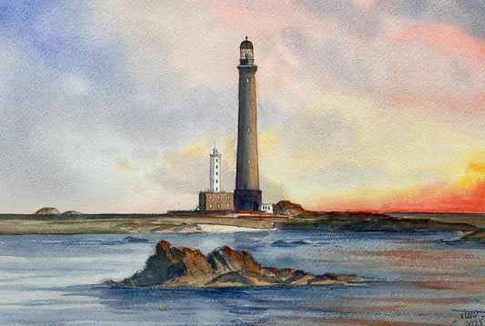 Aquarelle originale - les phares de l'île Vierge