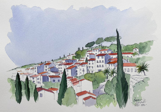 Aquarelle originale A3 / Bormes-les-Mimosas