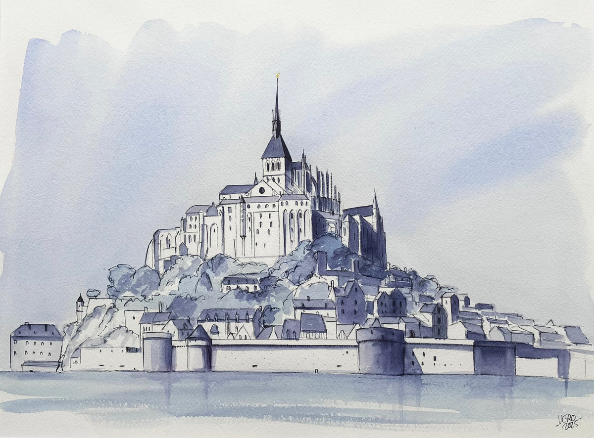 Aquarelle originale A3 / le Mont Saint Michel
