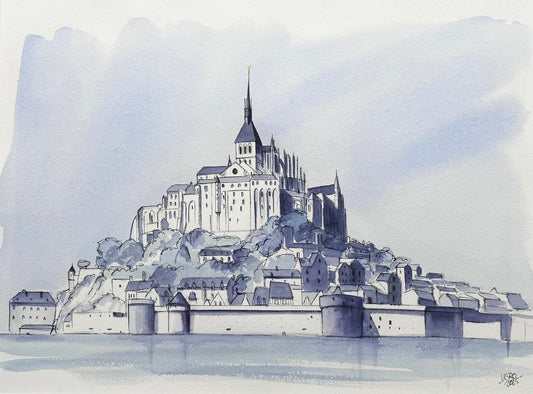 Aquarelle originale A3 / le Mont Saint Michel