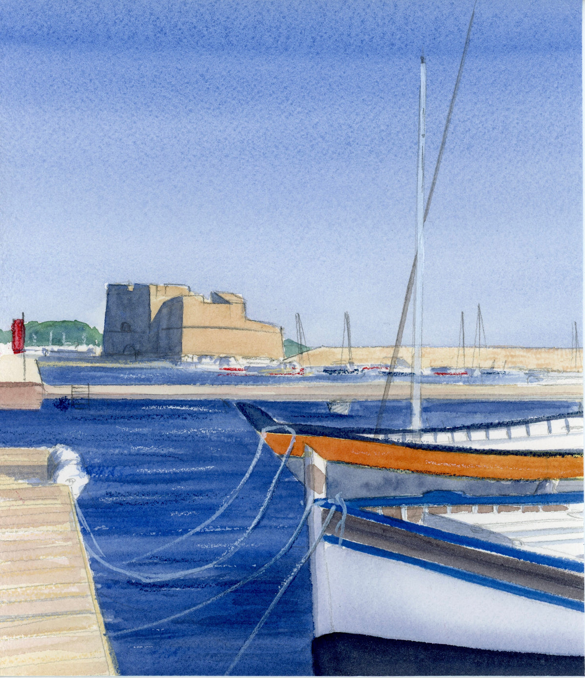 Aquarelle originale - le port Saint Louis / TOULON